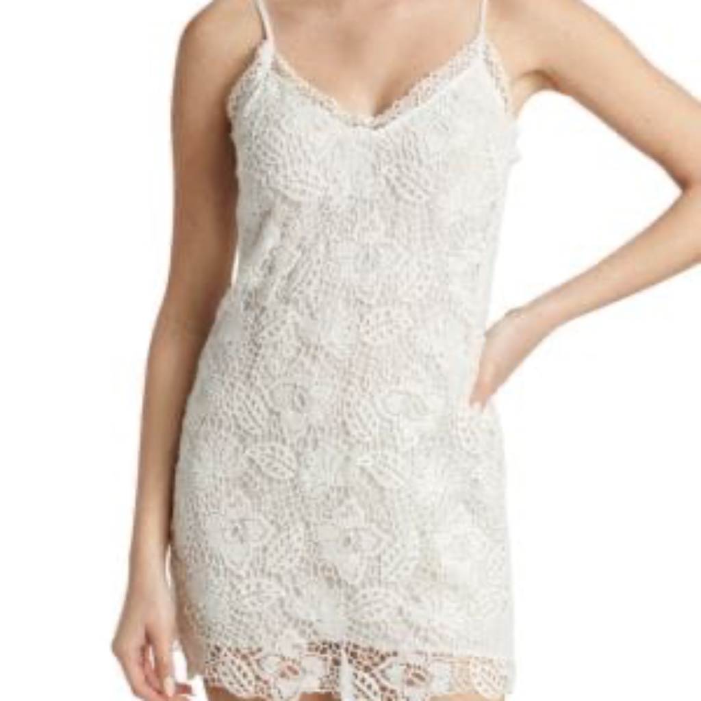 Rag & Bone Aleah Crochet V Neck Mini Dress White Sz 6 Or Sz 8